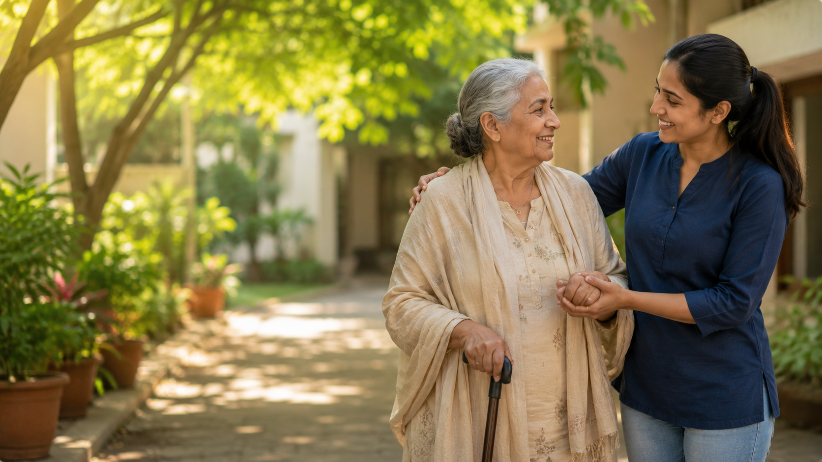 Well Wisher supportive healthcare companion with elderly person